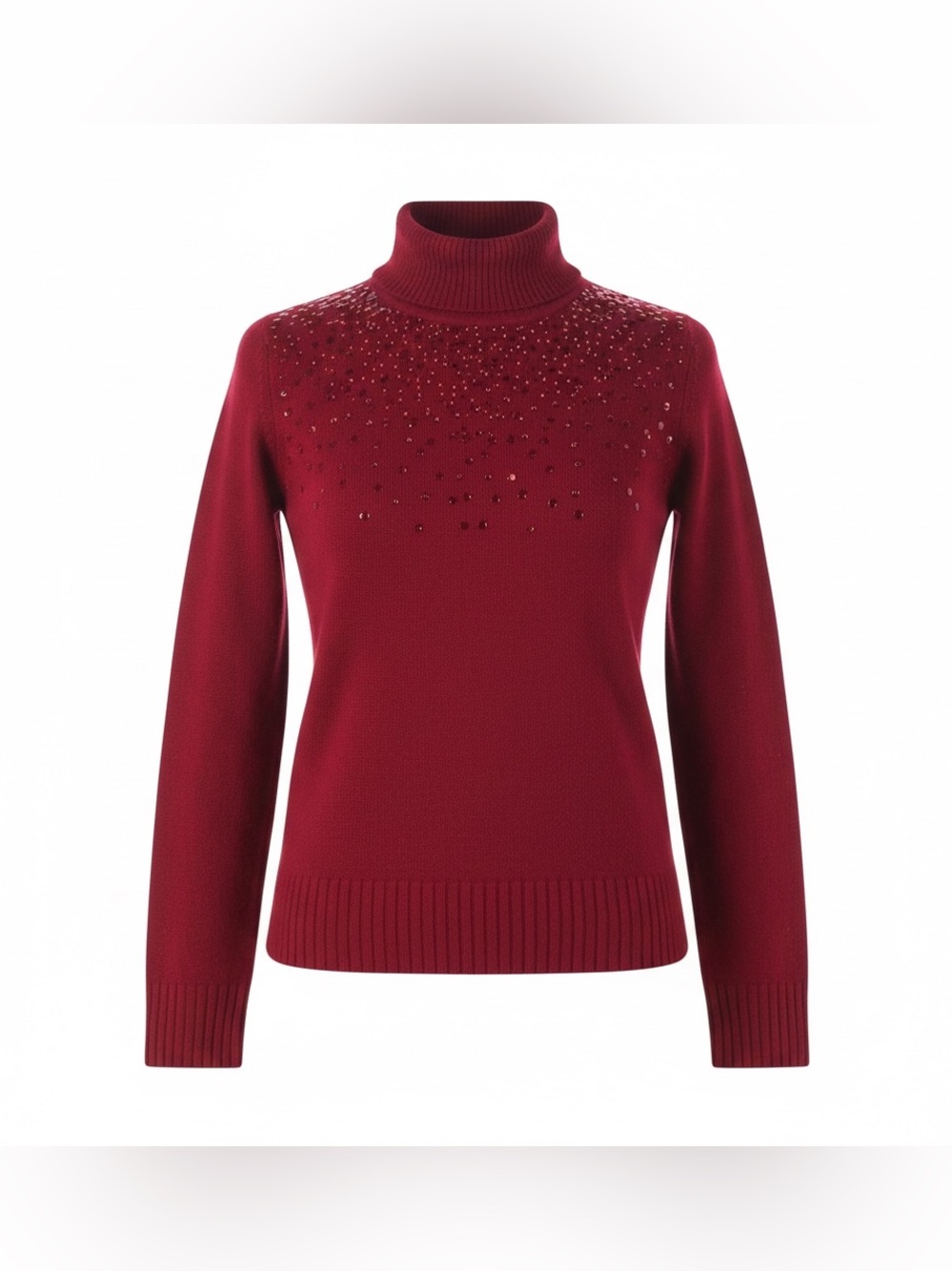 Juicy Couture XS red turtle neck sequin long sleeve holiday sweater‎